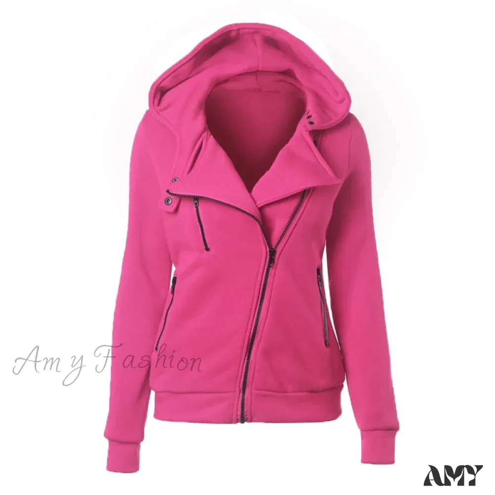 Amy Fashion - Casual Simple Zipper Basic Jackets