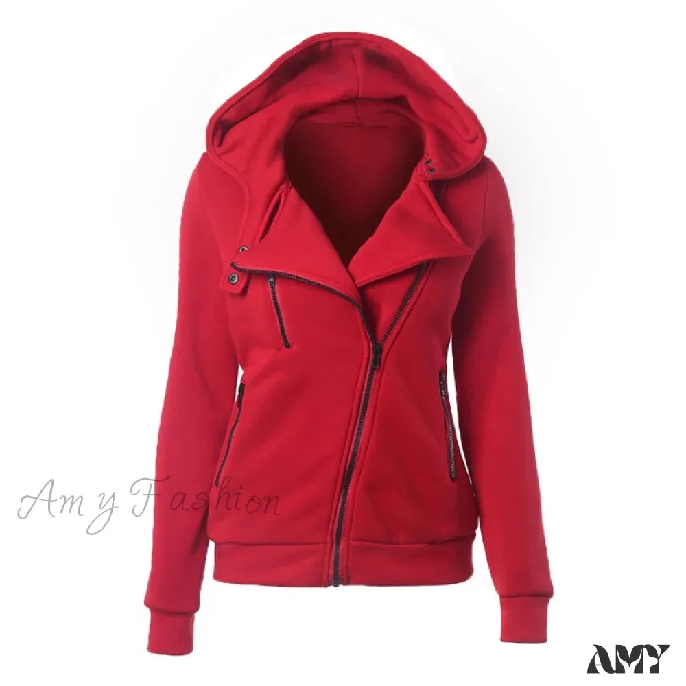 Amy Fashion - Casual Simple Zipper Basic Jackets