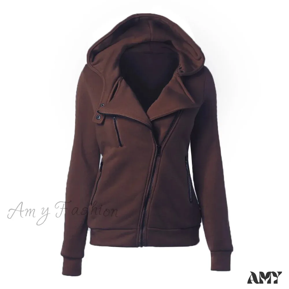Amy Fashion - Casual Simple Zipper Basic Jackets