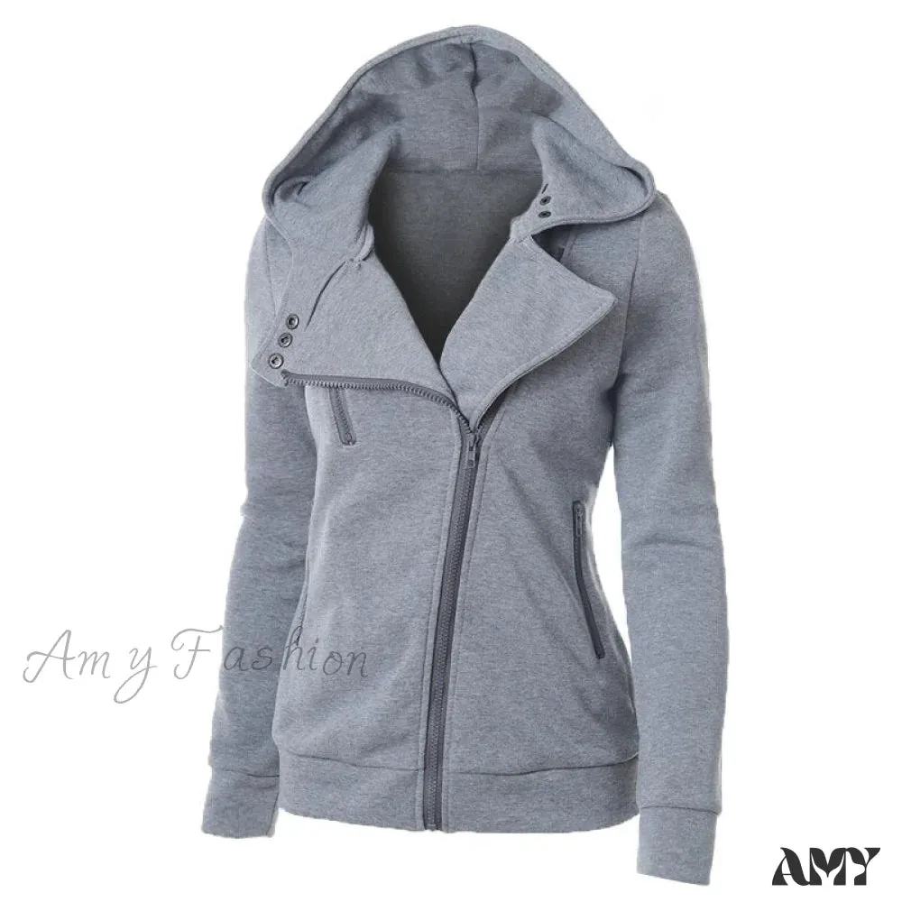 Amy Fashion - Casual Simple Zipper Basic Jackets