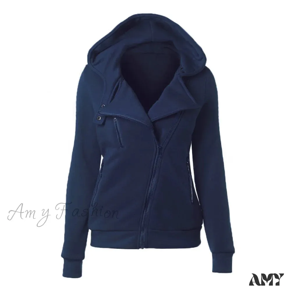 Amy Fashion - Casual Simple Zipper Basic Jackets