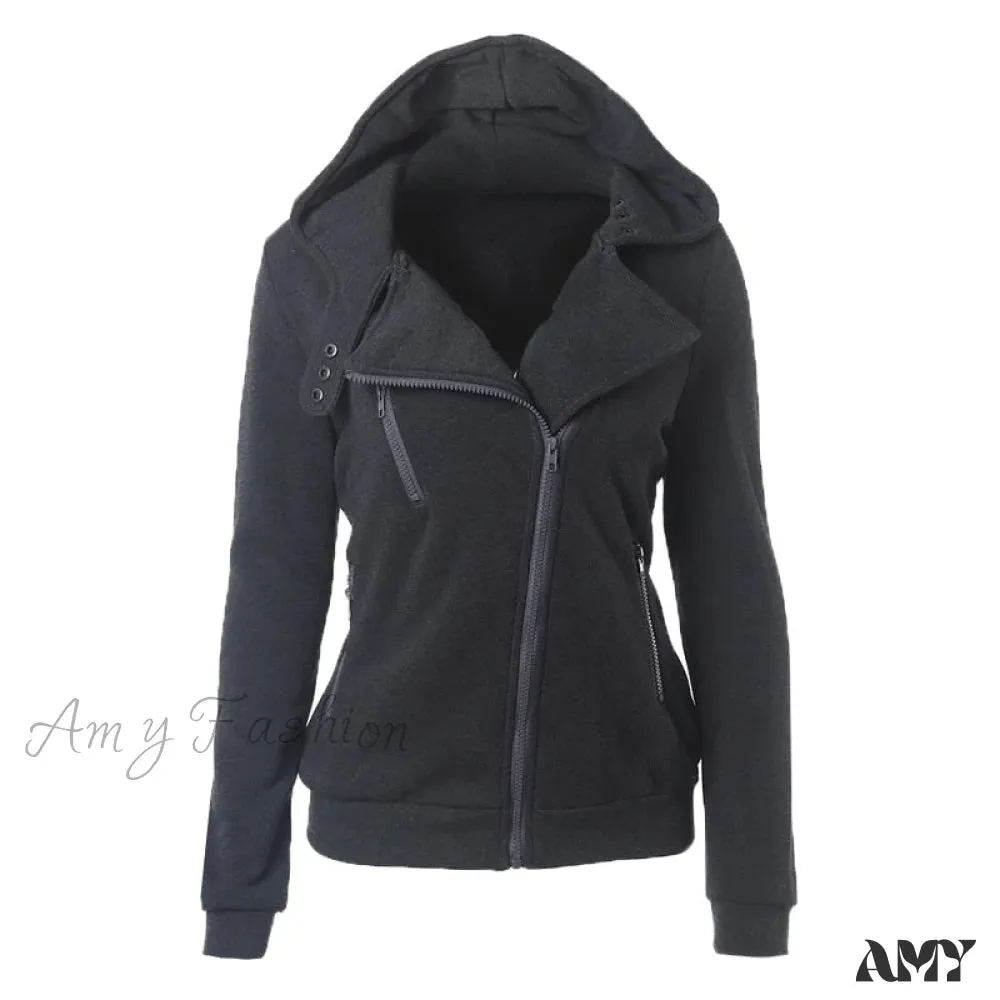 Amy Fashion - Casual Simple Zipper Basic Jackets