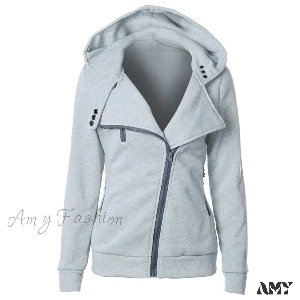 Amy Fashion - Casual Simple Zipper Basic Jackets