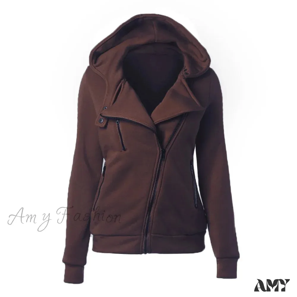 Amy Fashion - Casual Simple Zipper Basic Jackets