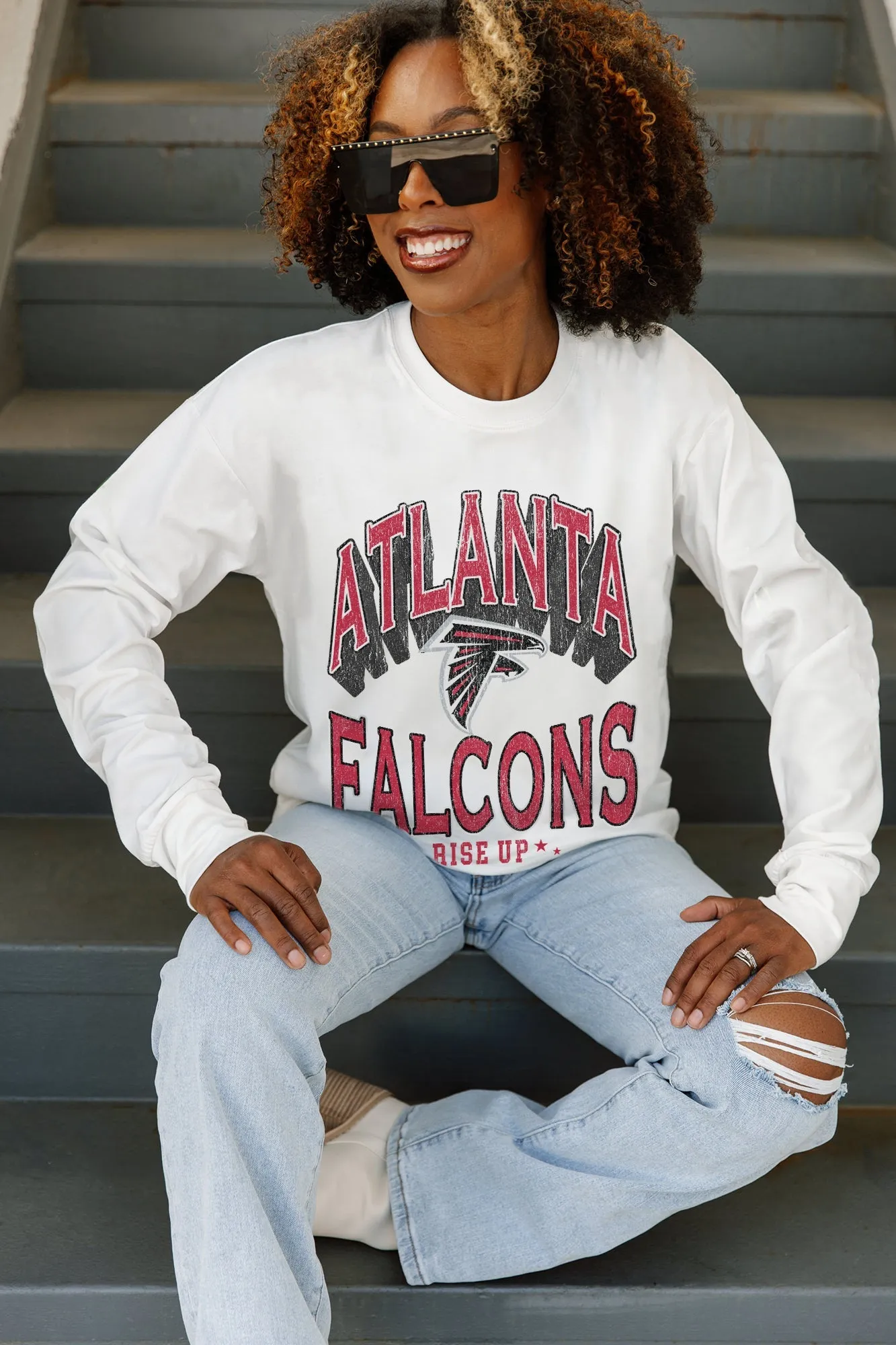 ATLANTA FALCONS TIME OUT OVERSIZED MIDWEIGHT LONG SLEEVE TEE