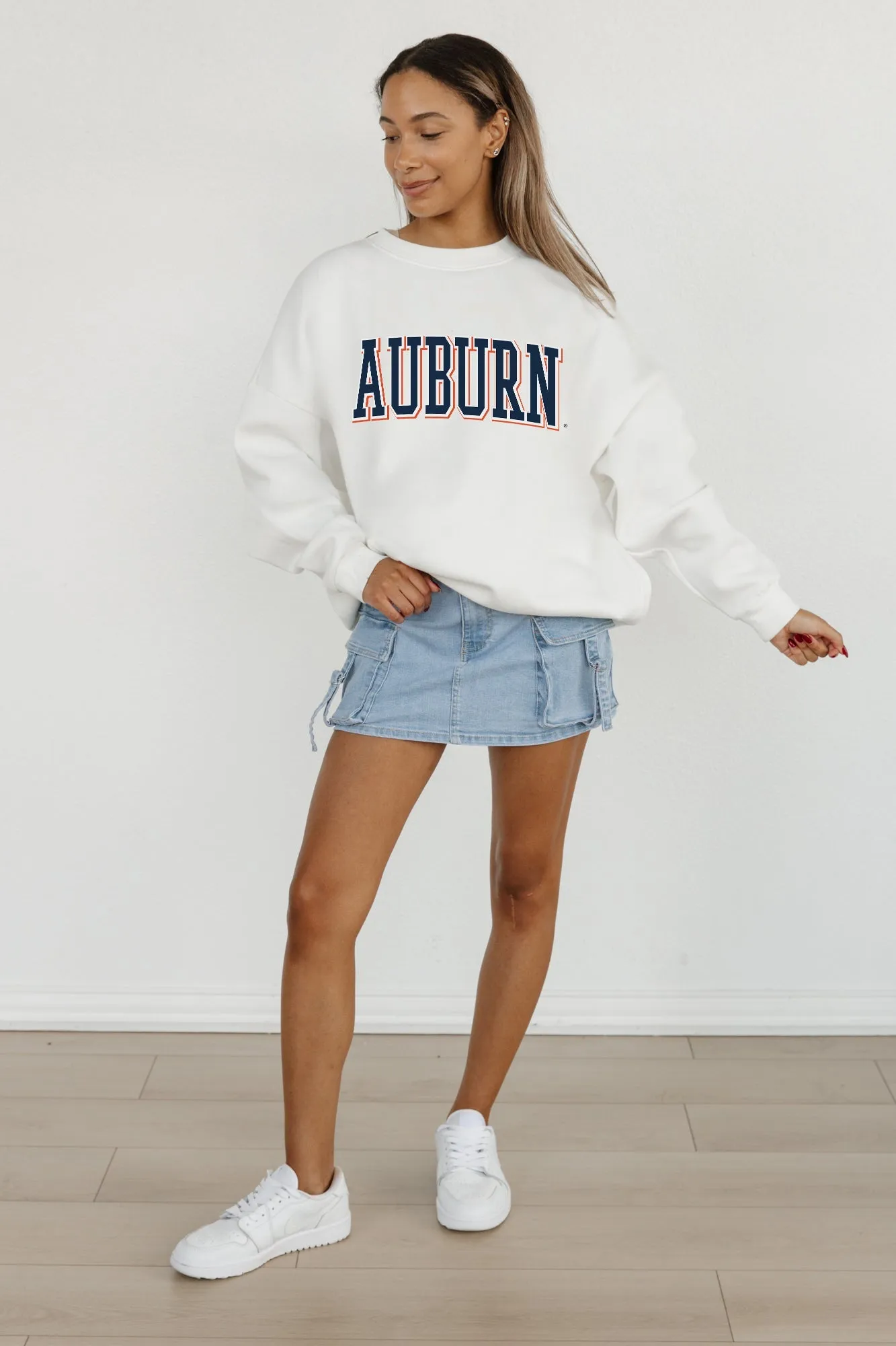 AUBURN TIGERS ALL-STAR APPEAL PREMIUM FLEECE DROP SHOULDER CREWNECK PULLOVER BY MADI PREWETT TROUTT