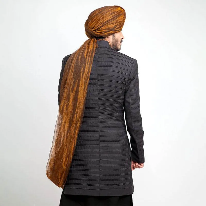 Black Form-Fitted Short Sherwani