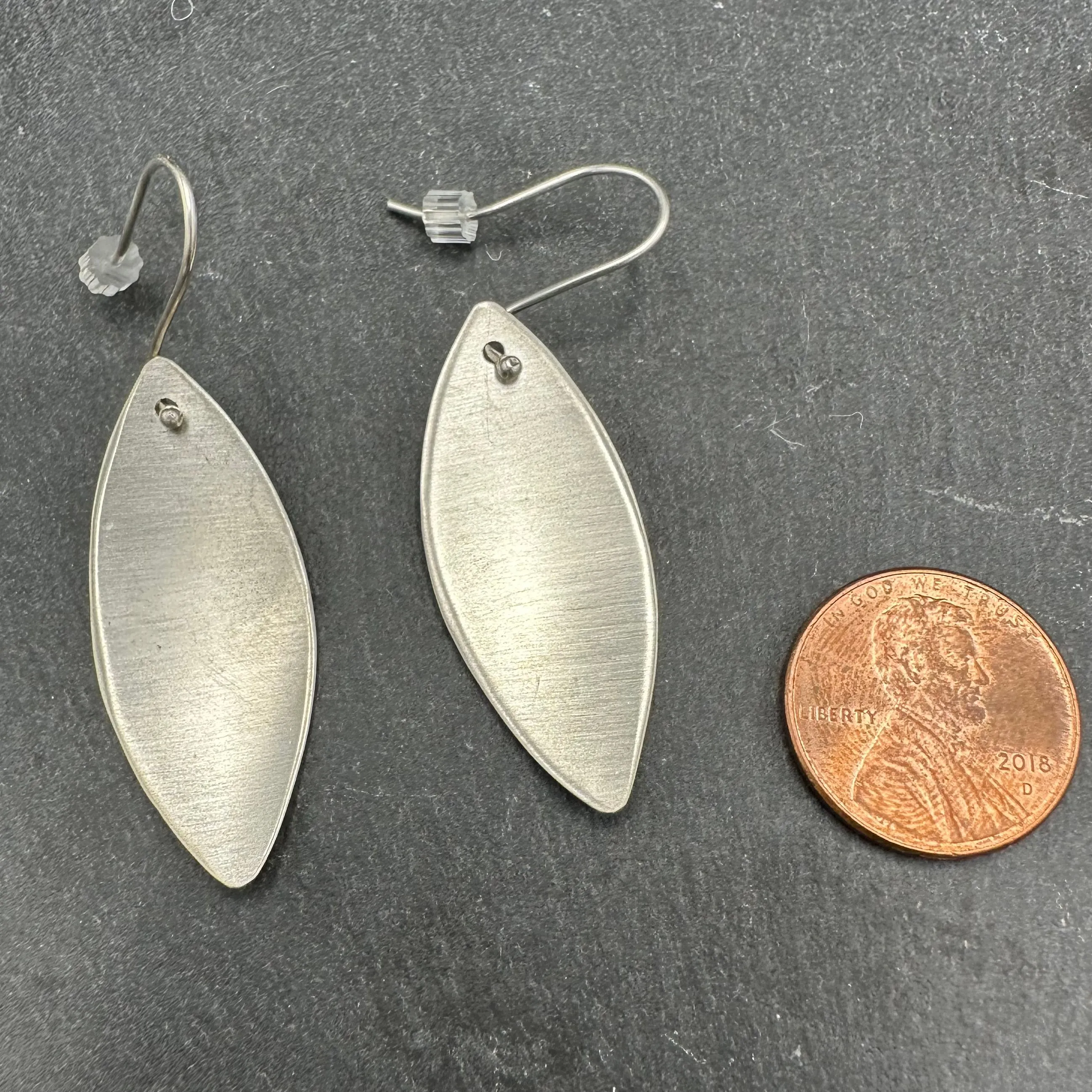 Brushed Marquise Drops on  Earwires