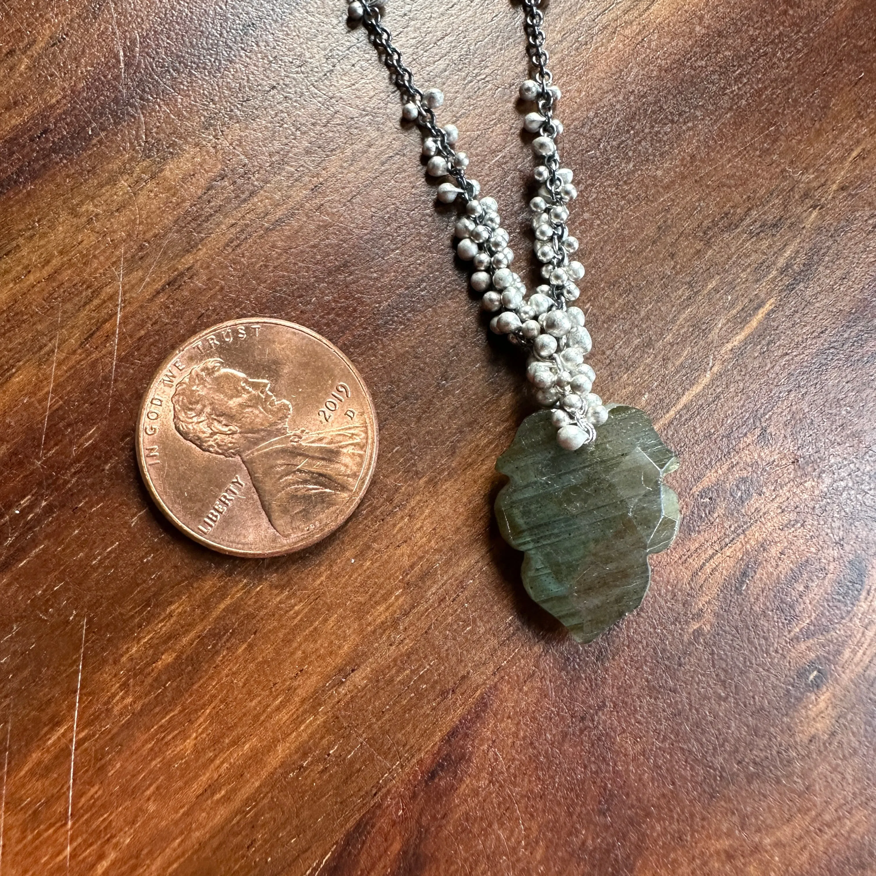 Clustered Wisteria Necklace with Carved Flashy Labradorite-OXSS