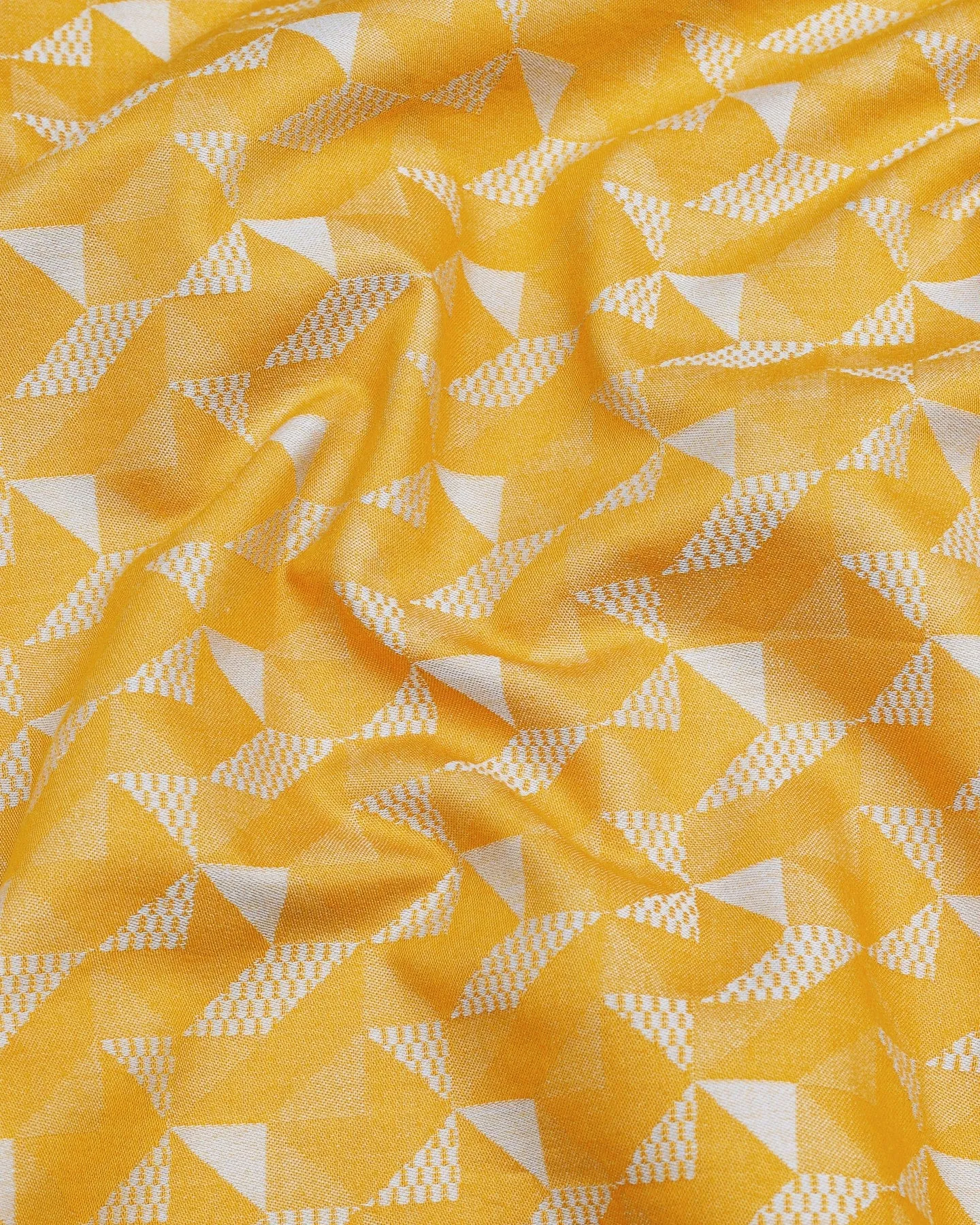 Curcumin Yellow With Silver Triangoli Jacquard Premium Gizza Shirt