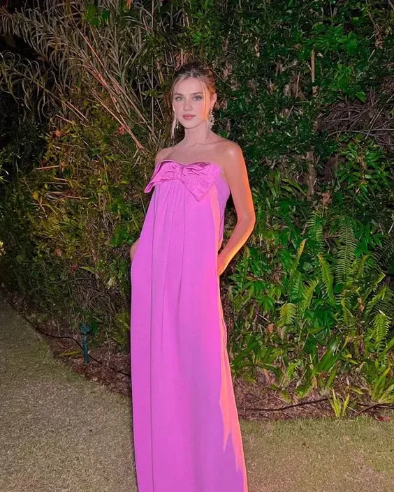 Elegant Dresses Gowns Evening Dresses Pink Long Prom Dress Pink Chiffon Evening Dress