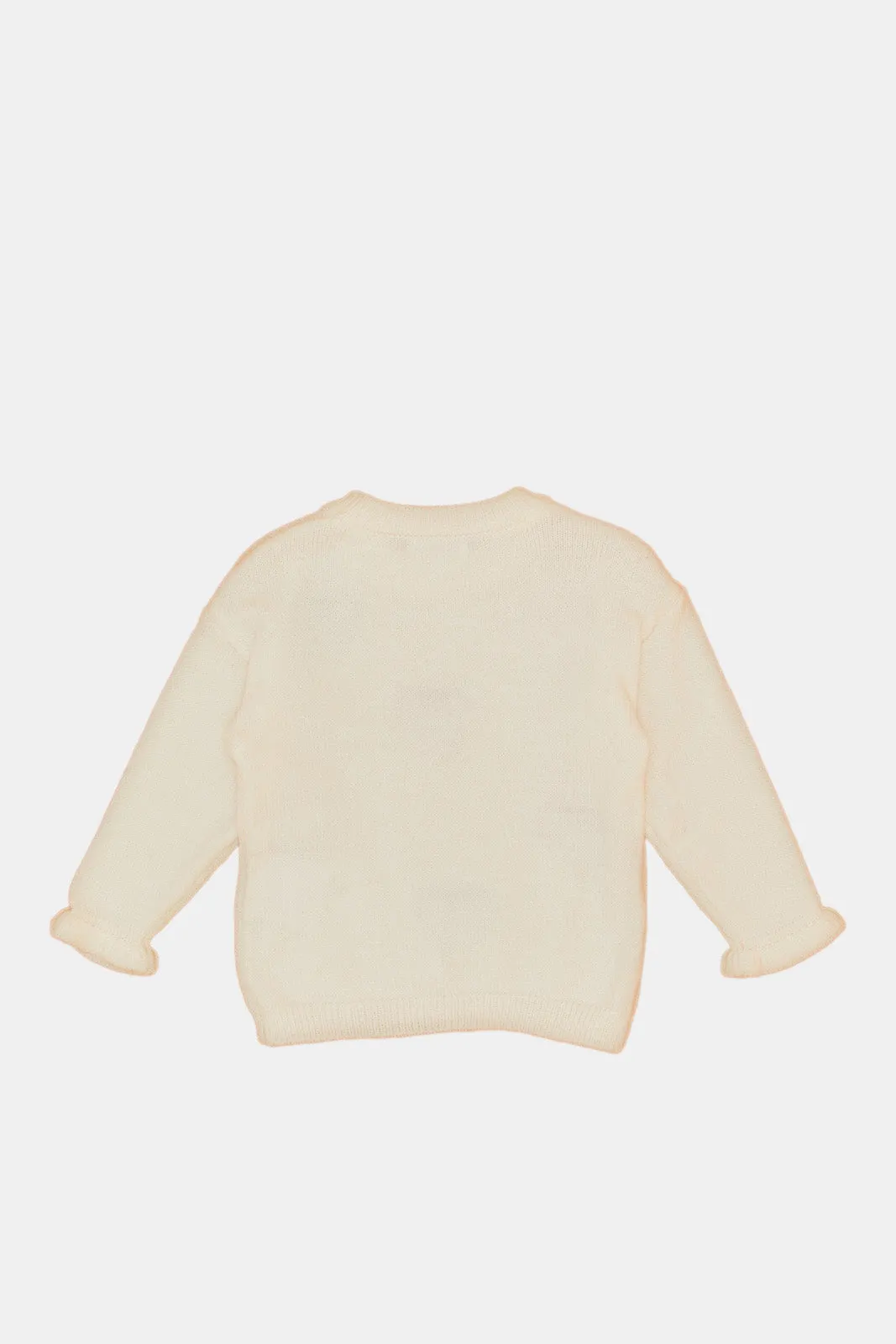 Infant Girls Ivory Heart Embellished Pullover
