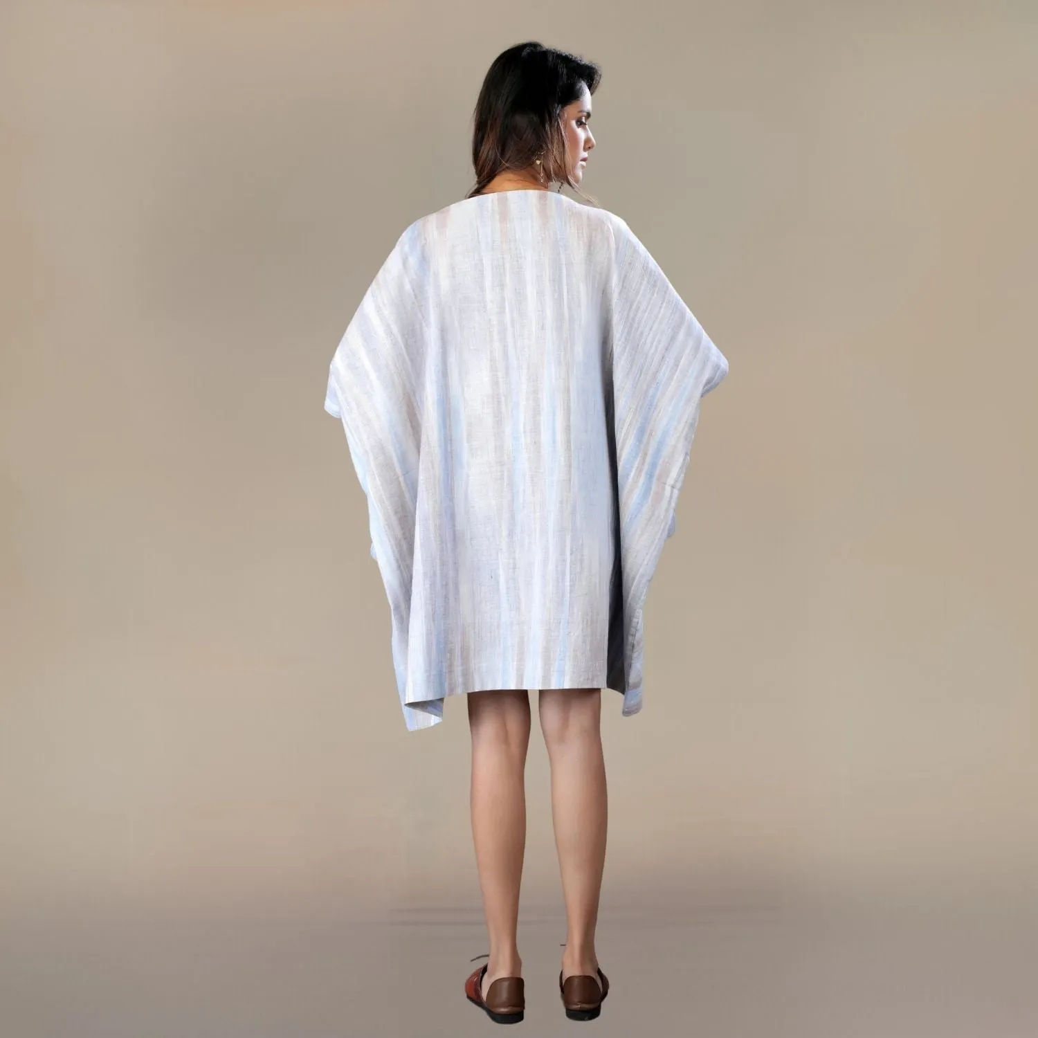 Kylie Boxy Top-cum-Dress | Hand-Embroidered | Casual Dressing | Relaxed Fit | Grey