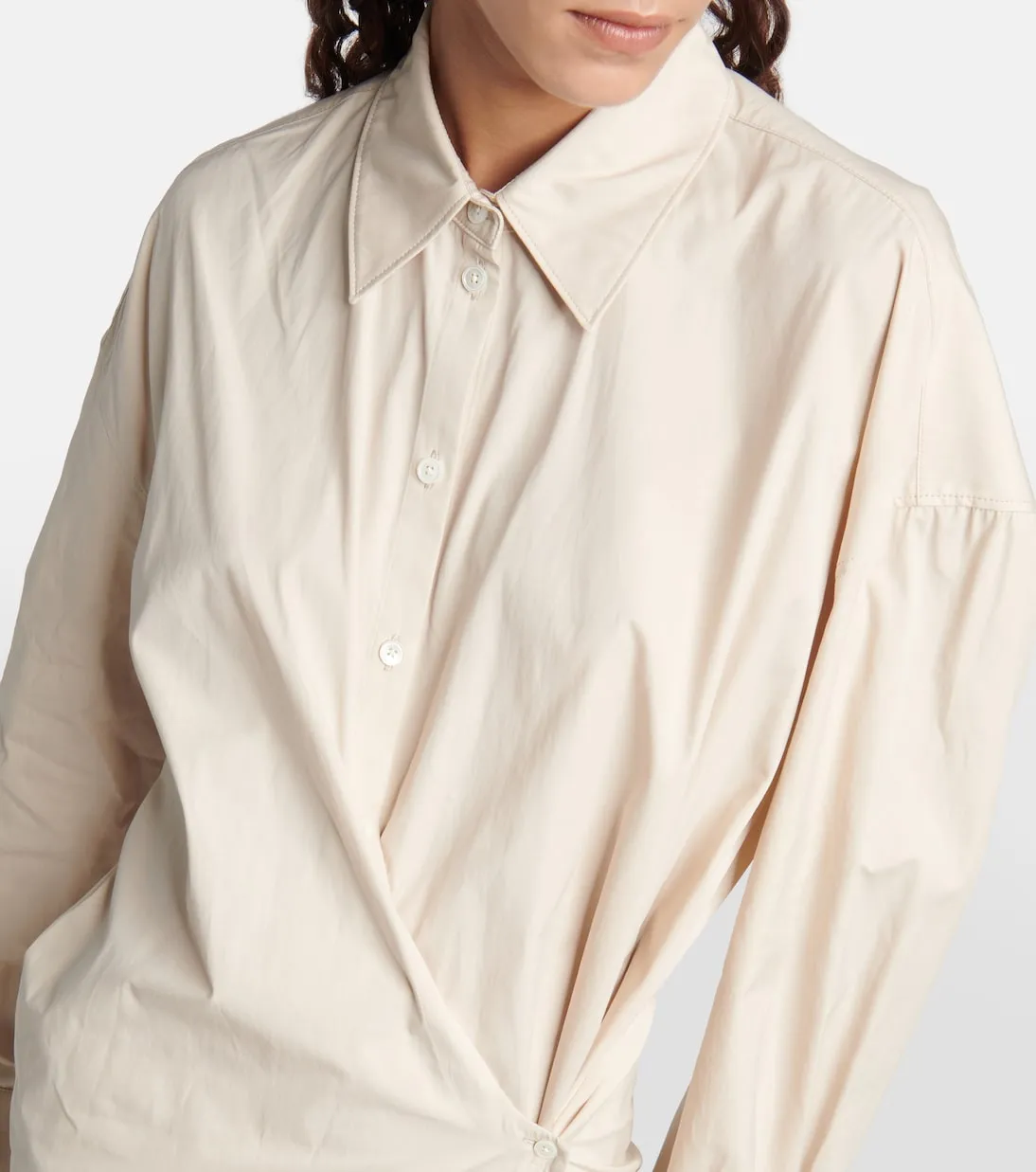 Lemaire Asymmetrical Cotton Silk Shirt Dress, Pink