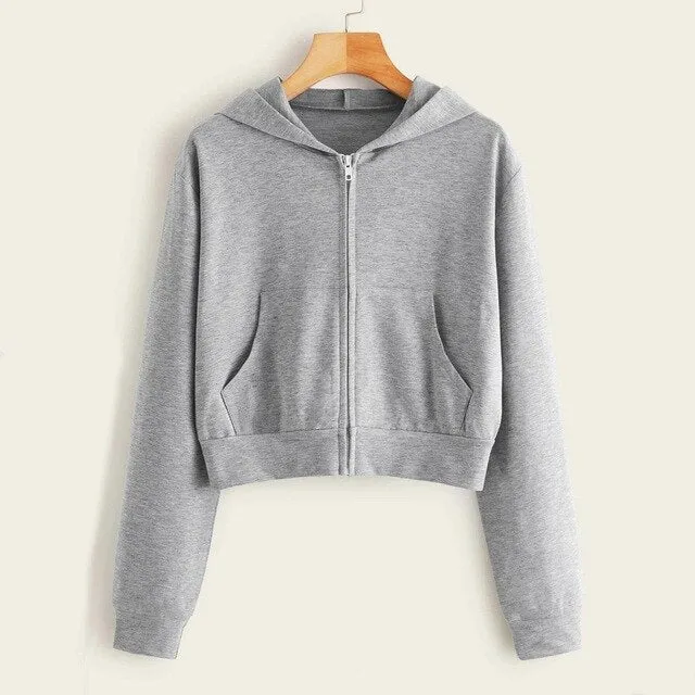 lose weight White Women Casual Solid Long Sleeve Zipper Pocket Shirt Hooded Sweatshirt Tops hoodies women ropa mujer