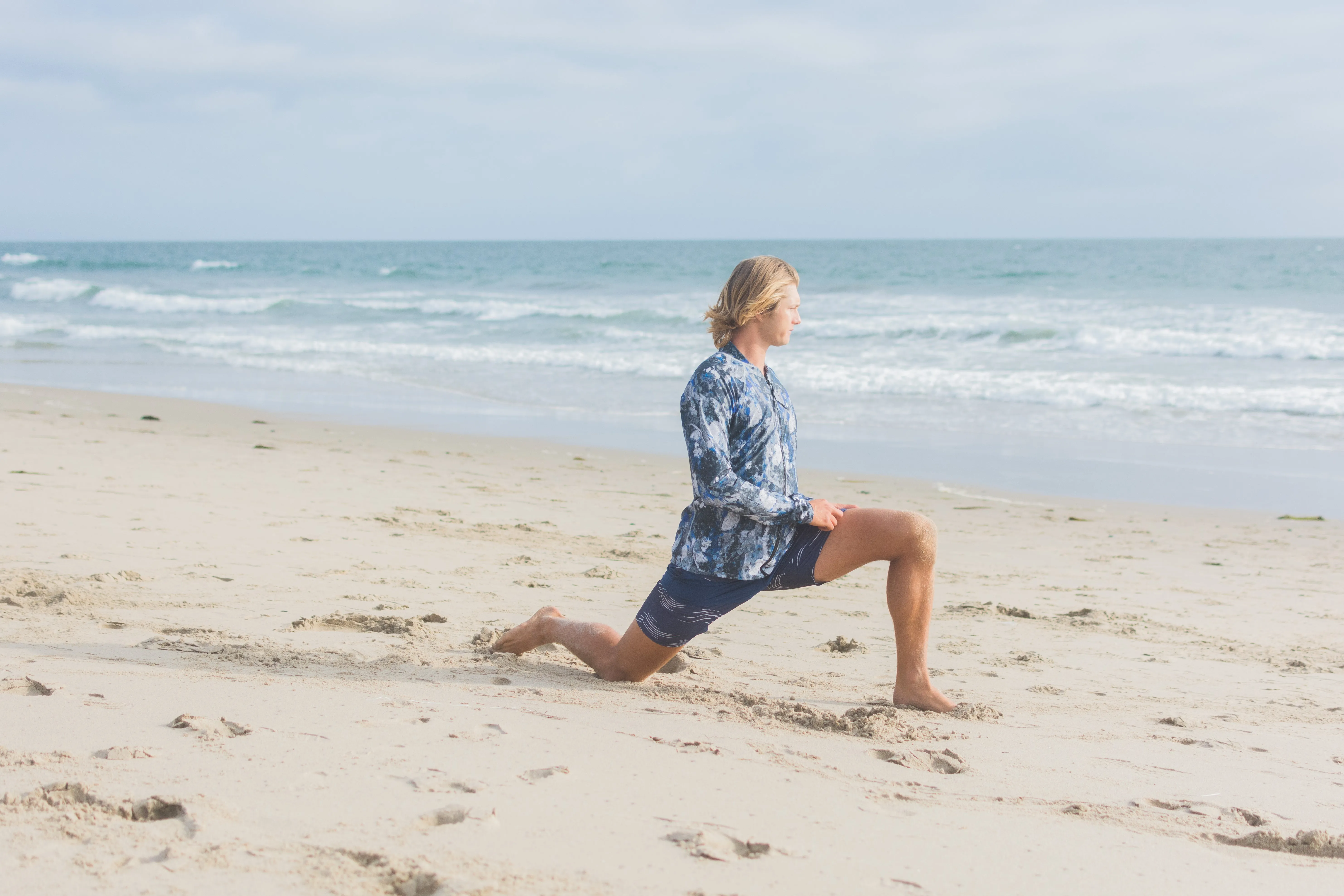 MEN'S ZIP RASH GUARD - BLUE ROCK
