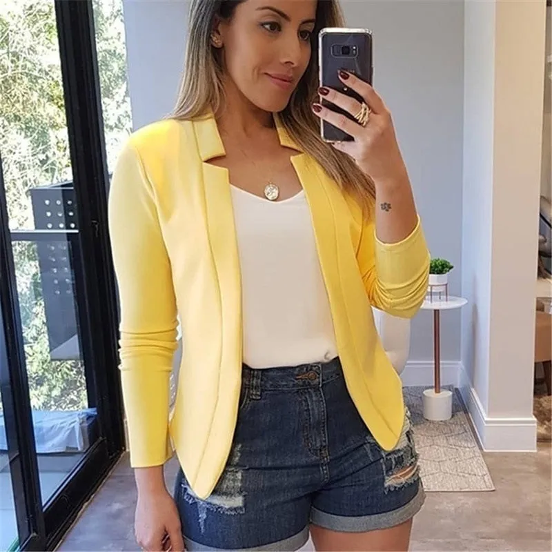 VITIANA Women Thin Coat Spring 2020 Female Long Sleeve Open Stitch White OL Womens Jackets and Coats Femme Plus SIze 5XL Clothes