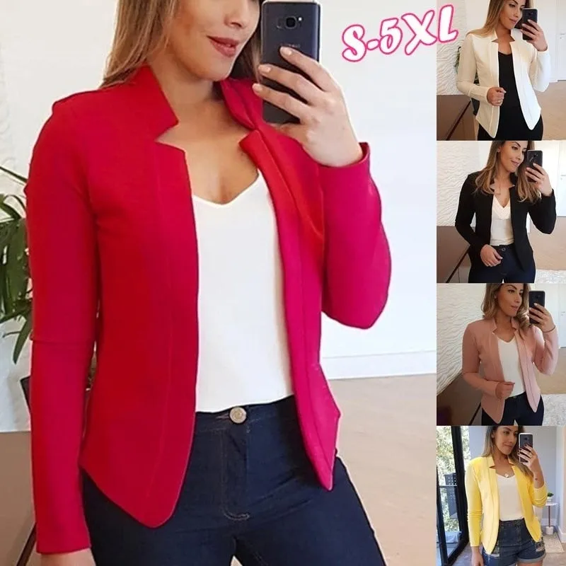 VITIANA Women Thin Coat Spring 2020 Female Long Sleeve Open Stitch White OL Womens Jackets and Coats Femme Plus SIze 5XL Clothes