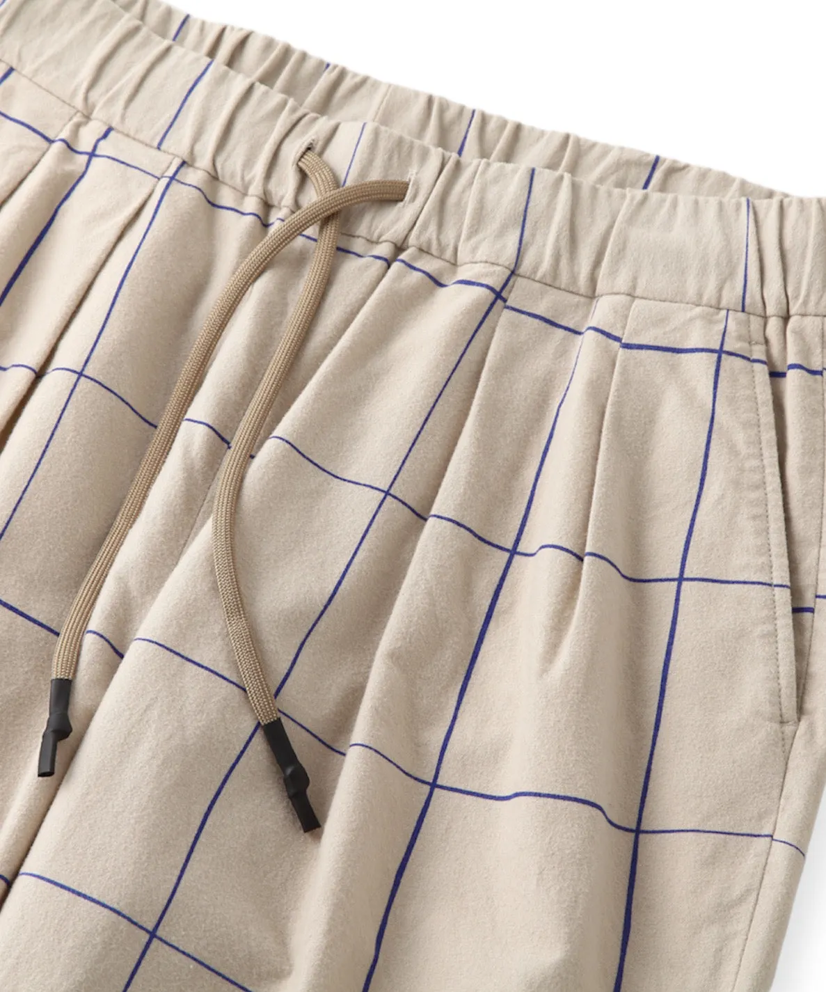 WIDE PANTS "BEIGE/BLUE CHECK"