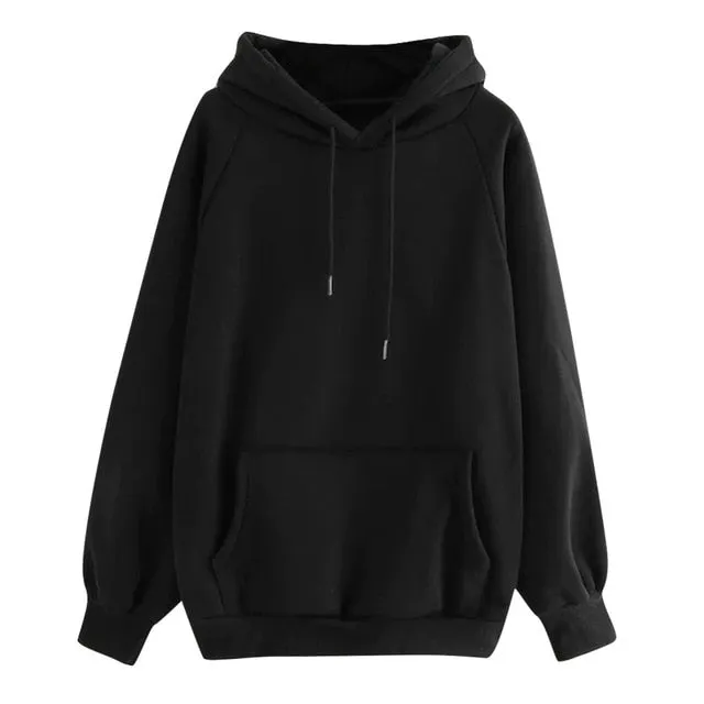 Women Hoodies Fall 2019 Casual Solid Color Hoodie Pocket Long Sleeve Pullover Sweatshirt Pastel Clothes Bluzy Damskie Z Kapturem